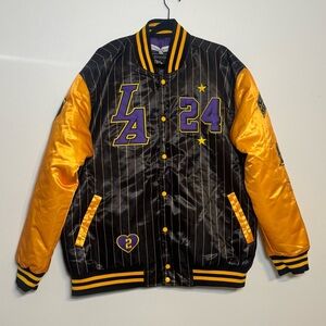 Headgear Classics Kobe Stripe Satin Bomber Jacket Men’s 4XL Mamba Black Gold NWT